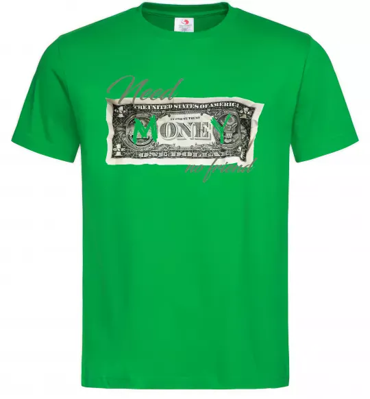 Чоловіча футболка Need money no friend Зелений фото