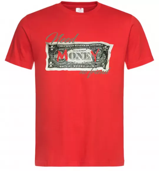 Чоловіча футболка Need money no friend Червоний фото