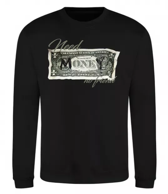 Свитшот Need money no friend Черный фото
