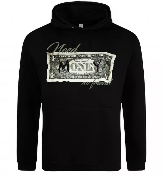 Жіноча толстовка (худі) Need money no friend Чорний фото