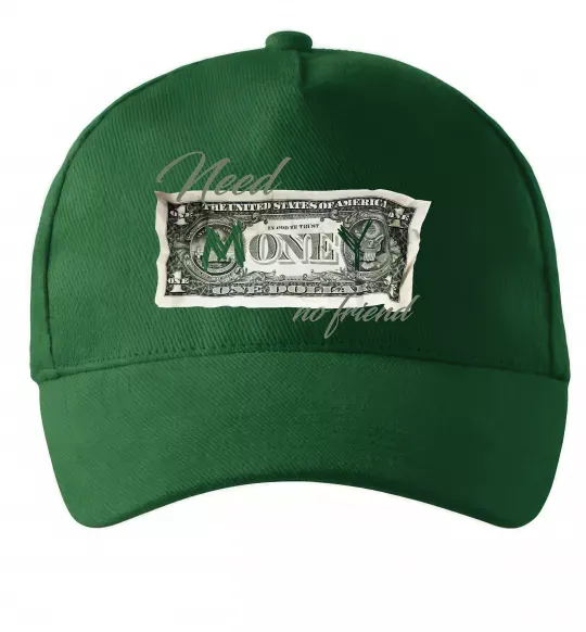 Кепка Need money no friend Темно-зелений фото