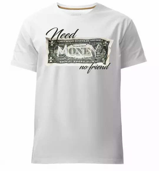 Мужская премиум футболка Need money no friend Белый фото