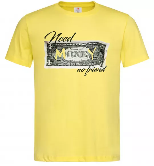 Чоловіча футболка Need money no friend Лимонний фото
