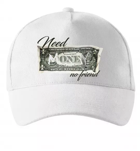 Кепка Need money no friend Білий фото