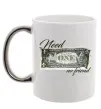 Чашка з кольоровою ручкою Need money no friend Срібло фото