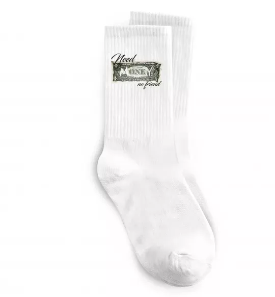 Носки Need money no friend Белый фото
