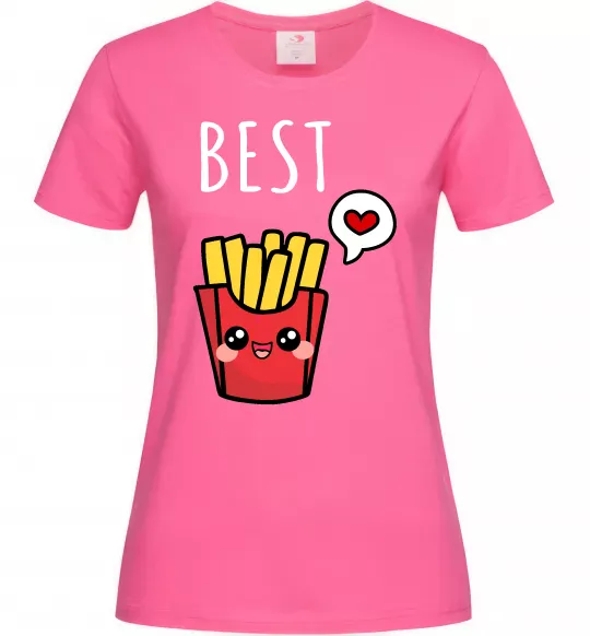 Женская футболка Best friends фрі Ярко-розовый фото
