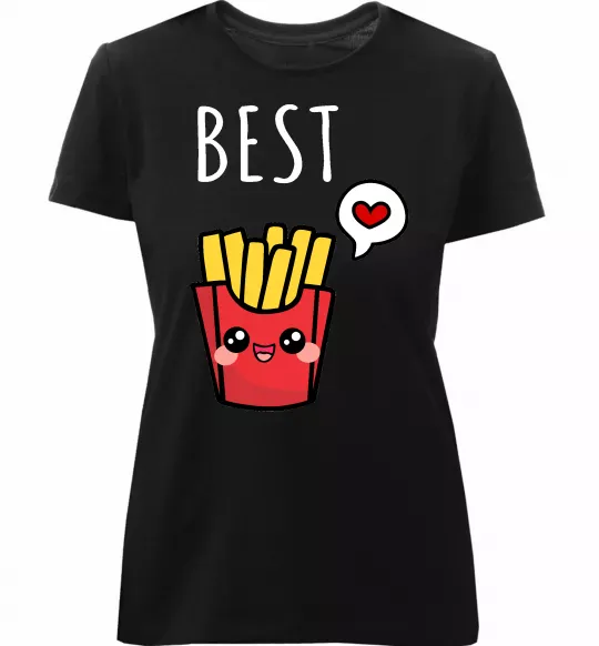 Женская премиум футболка Best friends фрі Черный фото