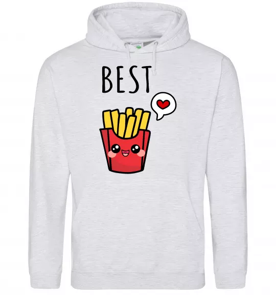 Женская толстовка (худи) Best friends фрі Серый меланж фото