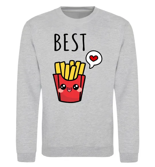Свитшот Best friends фрі Серый меланж фото