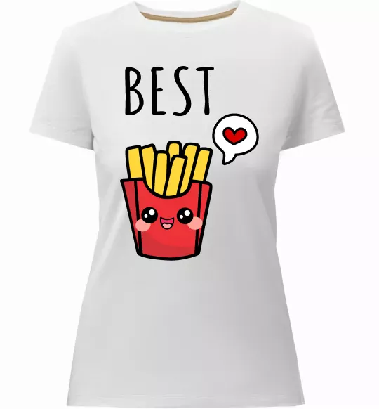 Женская премиум футболка Best friends фрі Белый фото