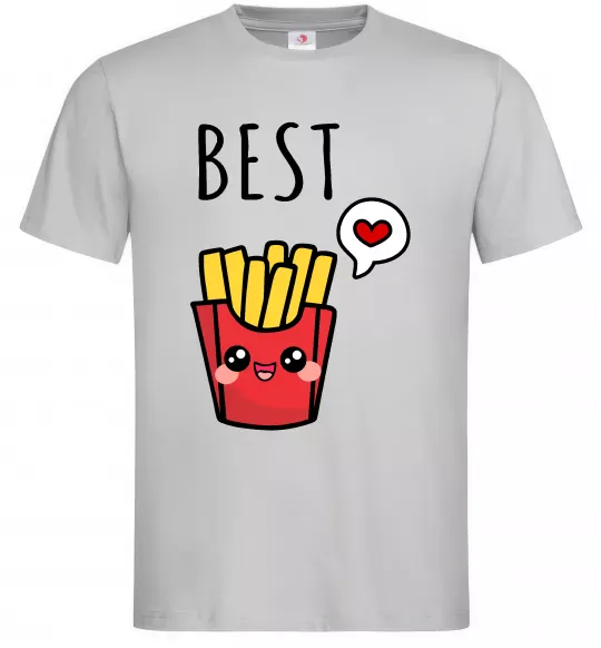 Мужская футболка Best friends фрі Серый фото