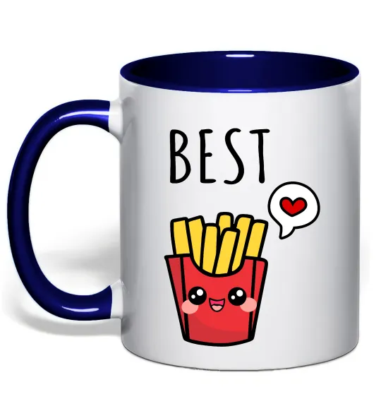 Чашка з кольоровою ручкою Best friends фрі Глибокий темно-синій фото