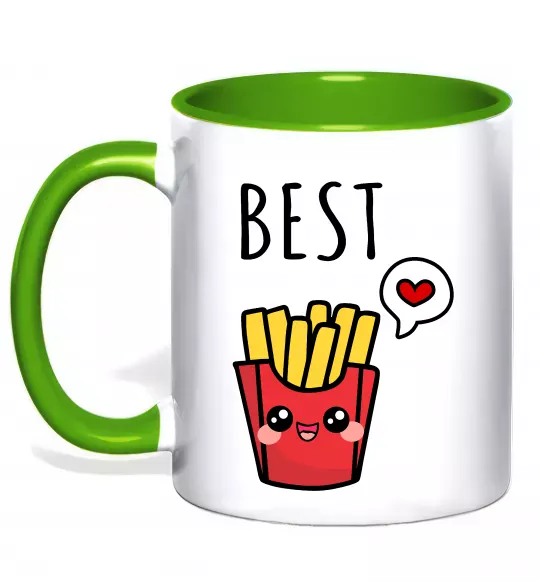 Чашка з кольоровою ручкою Best friends фрі Зелений фото