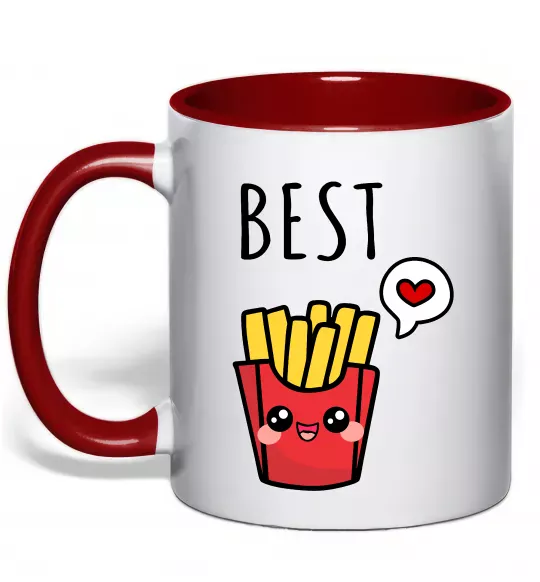 Чашка з кольоровою ручкою Best friends фрі Червоний фото