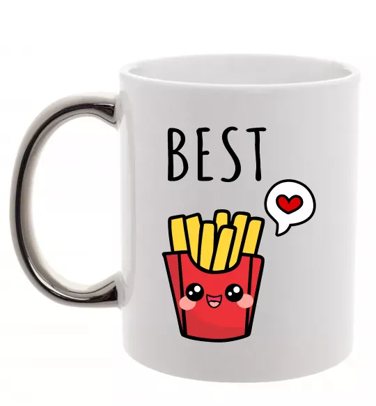 Чашка з кольоровою ручкою Best friends фрі Срібло фото