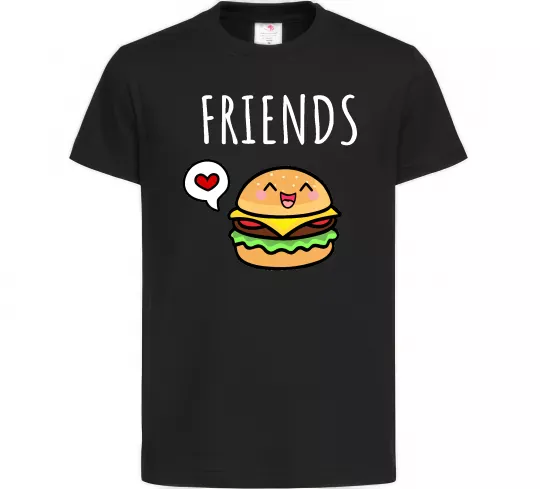 Дитяча футболка Best friends Бургер Чорний фото