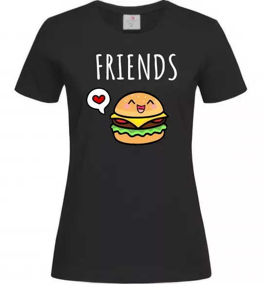 Жіноча футболка Best friends Бургер Чорний фото