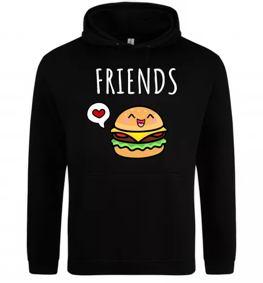 Мужская толстовка (худи) Best friends Бургер Черный фото