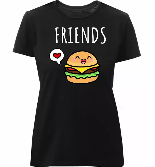 Жіноча преміум футболка Best friends Бургер Чорний фото
