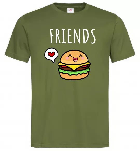 Мужская футболка Best friends Бургер Оливковый фото