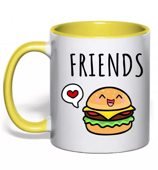 Чашка с цветной ручкой Best friends Бургер Солнечно желтый фото