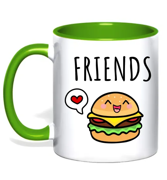 Чашка с цветной ручкой Best friends Бургер Лаймовый фото
