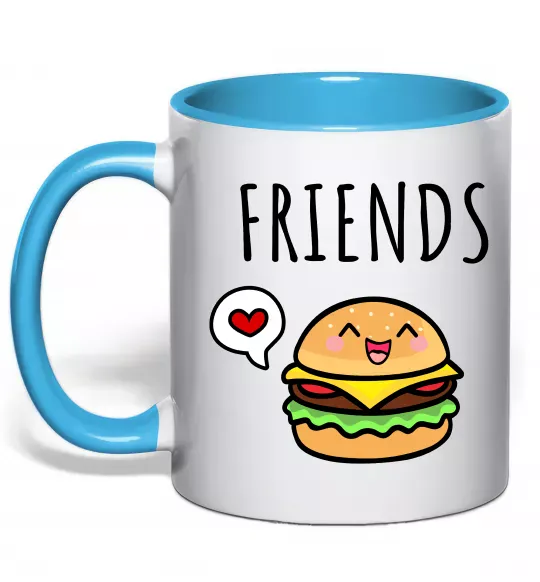 Чашка с цветной ручкой Best friends Бургер Голубой фото