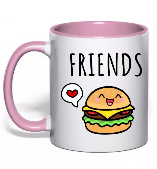 Чашка с цветной ручкой Best friends Бургер Нежно розовый фото