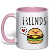 Чашка с цветной ручкой Best friends Бургер Нежно розовый фото