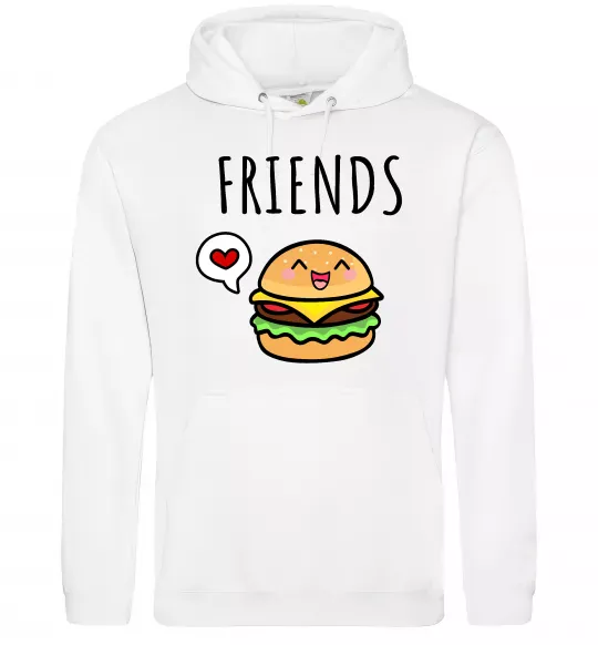 Мужская толстовка (худи) Best friends Бургер Белый фото