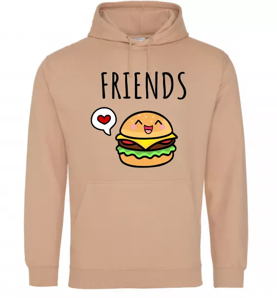 Мужская толстовка (худи) Best friends Бургер Песочный фото