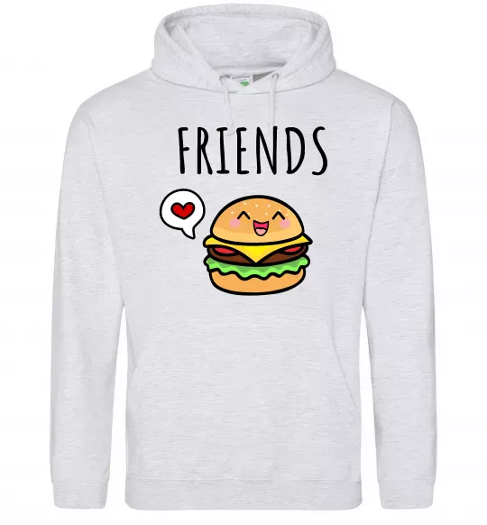 Женская толстовка (худи) Best friends Бургер Серый меланж фото