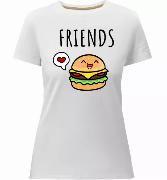 Жіноча преміум футболка Best friends Бургер Білий фото
