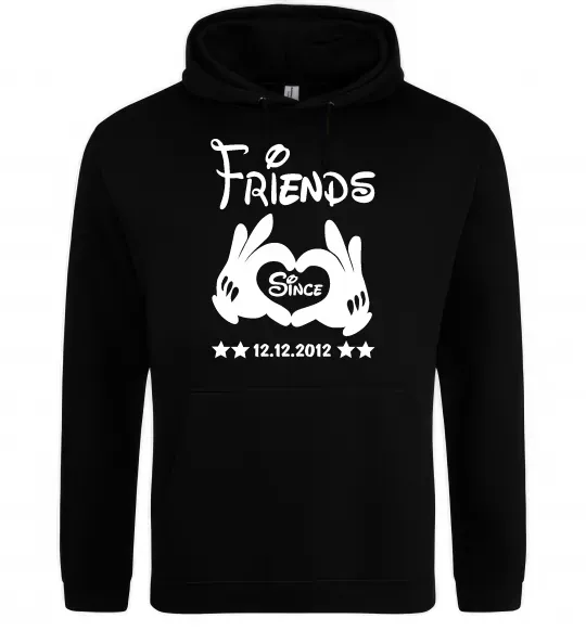 Мужская толстовка (худи) Disney friend since Черный фото