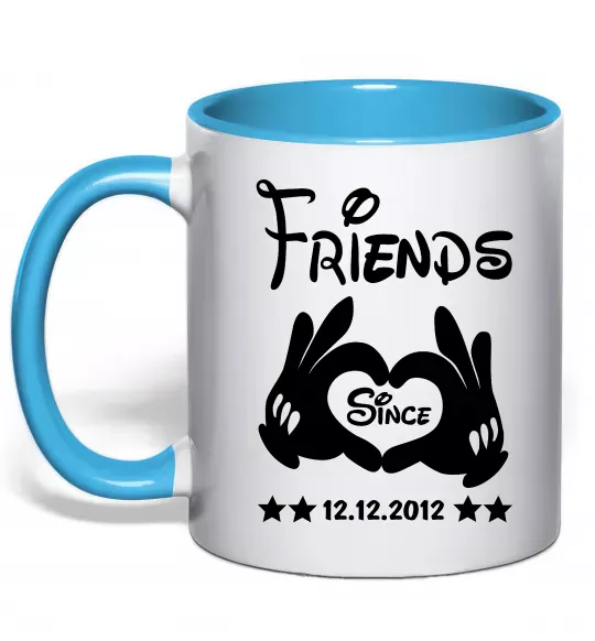 Чашка з кольоровою ручкою Disney friend since Блакитний фото