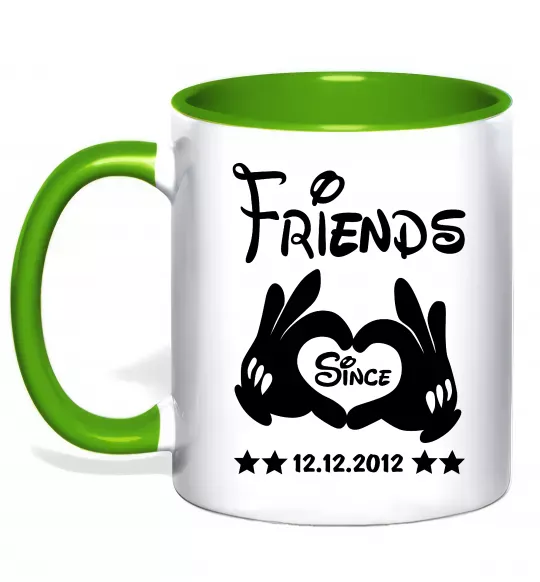 Чашка з кольоровою ручкою Disney friend since Зелений фото