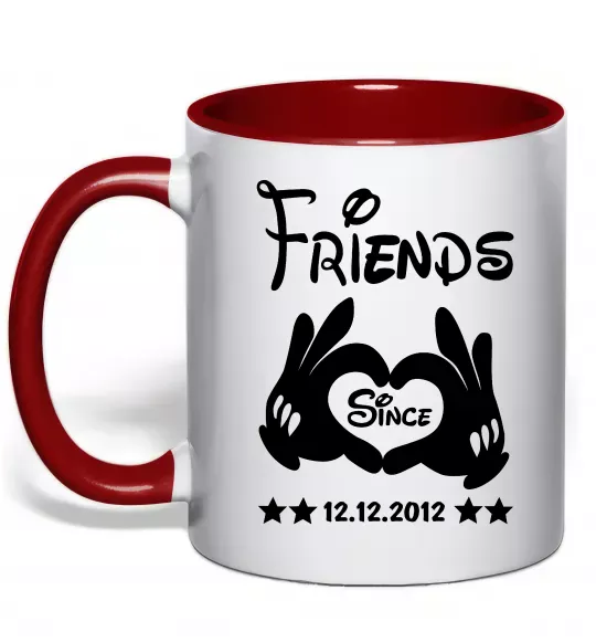 Чашка з кольоровою ручкою Disney friend since Червоний фото