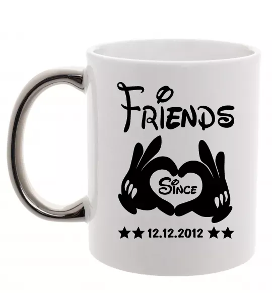 Чашка з кольоровою ручкою Disney friend since Срібло фото