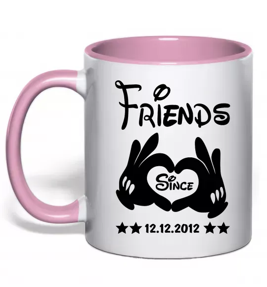 Чашка з кольоровою ручкою Disney friend since Ніжно рожевий фото