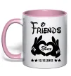 Чашка з кольоровою ручкою Disney friend since Ніжно рожевий фото