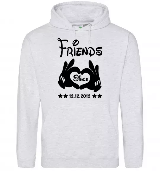 Мужская толстовка (худи) Disney friend since Серый меланж фото