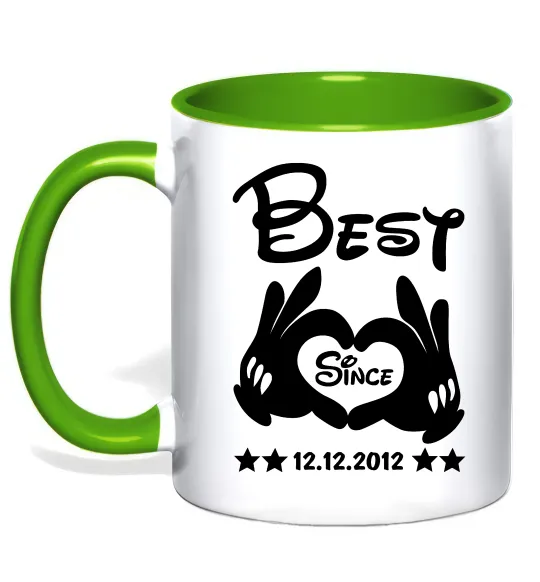 Чашка с цветной ручкой Disney best since Лаймовый фото