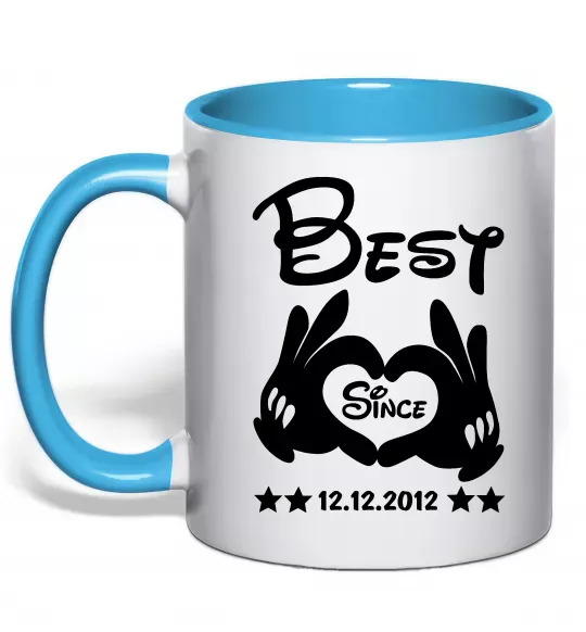 Чашка з кольоровою ручкою Disney best since Блакитний фото