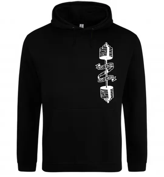 Женская толстовка (худи) No pain, no gain Штанга Черный фото
