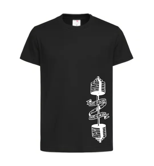 Дитяча футболка No pain, no gain Штанга Чорний фото