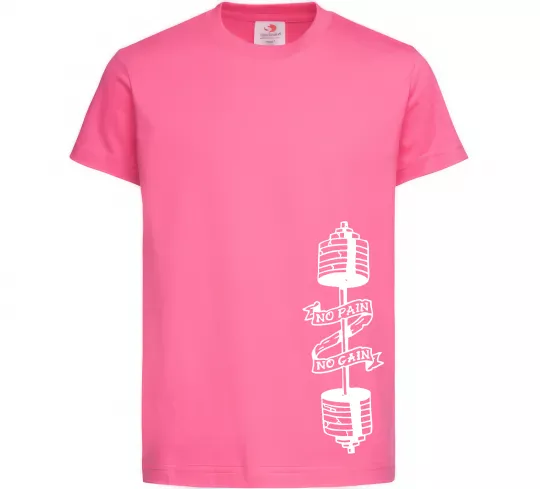 Дитяча футболка No pain, no gain Штанга Яскраво-рожевий фото