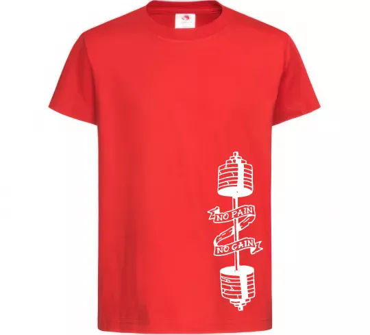 Дитяча футболка No pain, no gain Штанга Червоний фото