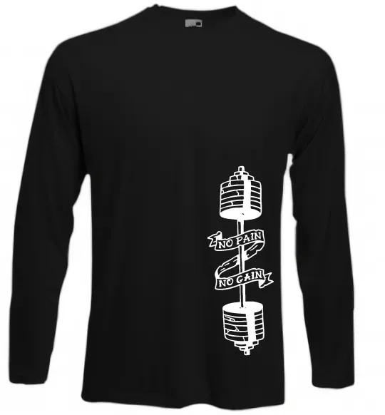 Лонгслів No pain, no gain Штанга Чорний фото