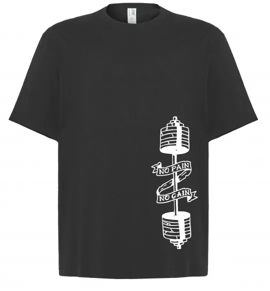 Футболка Оверсайз No pain, no gain Штанга Чорний фото
